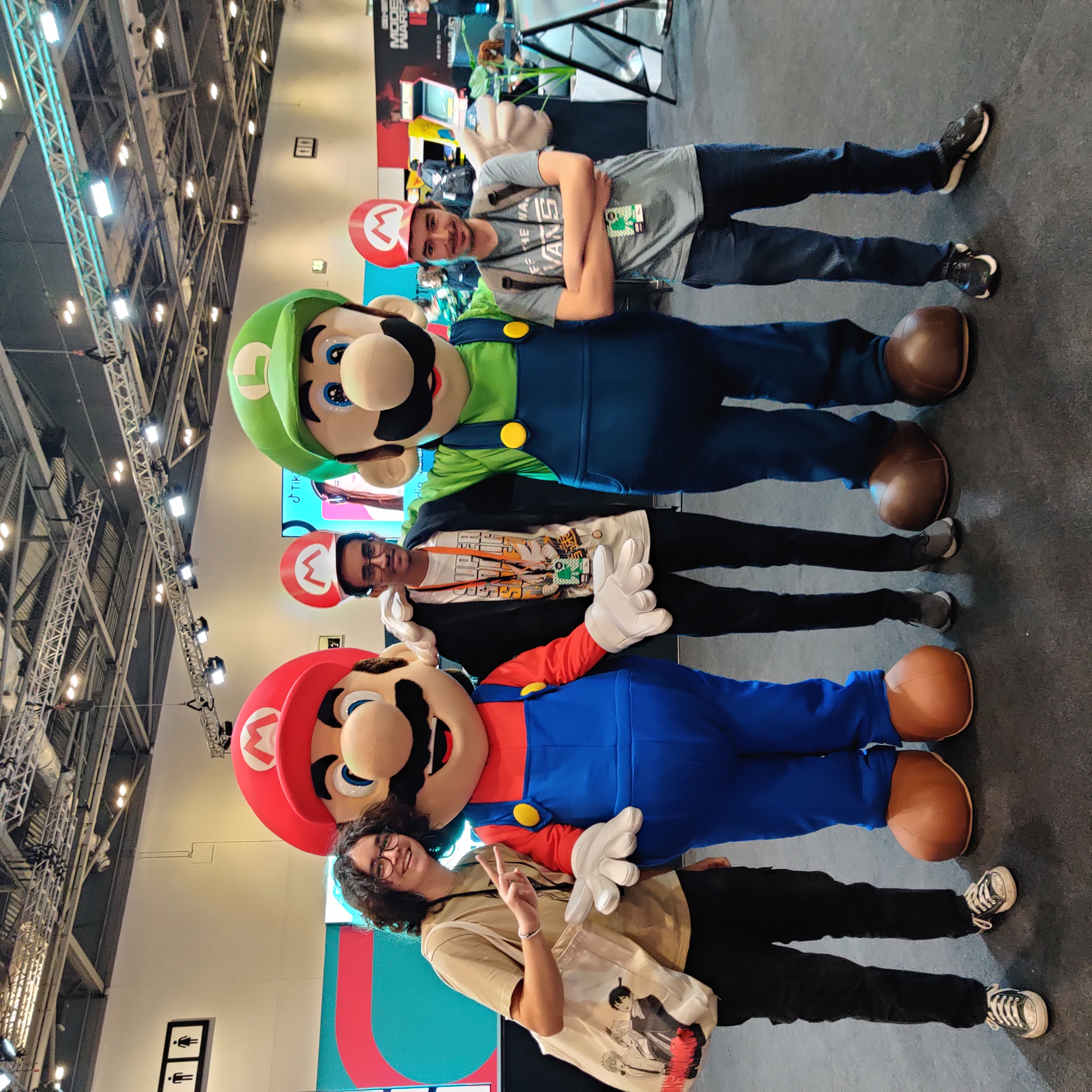 Justin, Amro and Jamie stood with Mario and Luigi at EGX